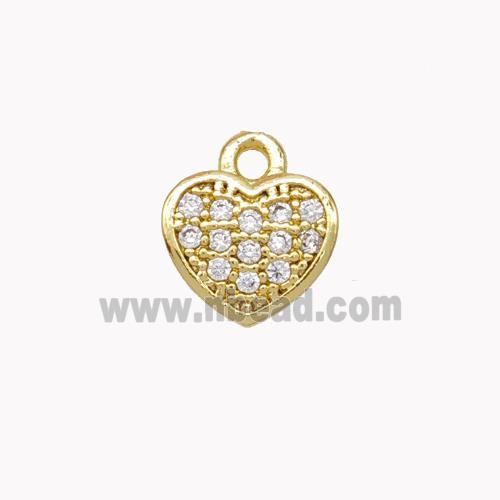 Copper Heart Pendant Pave Zirconia Gold Plated