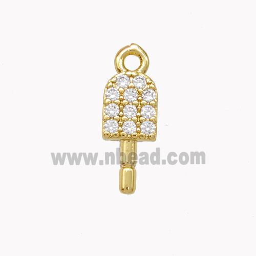 Ice Cream Charms Copper Pendant Pave Zirconia Gold Plated