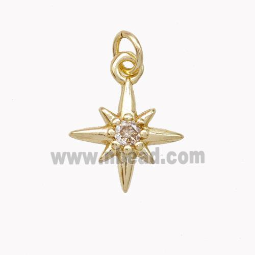 Copper Northstar Pendant Pave Zirconia Gold Plated