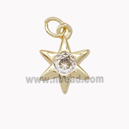 Copper Star Pendant Pave Zirconia Gold Plated