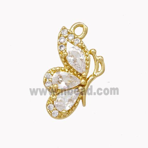 Copper Butterfly Pendant Pave Zirconia Miller Gold Plated