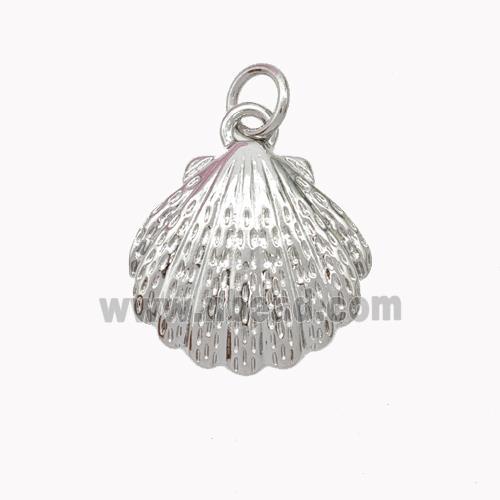 Copper Scallop Shell Pendant Platinum Plated