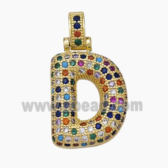 Copper Letter-C Pendant Micropave Zirconia Gold Plated