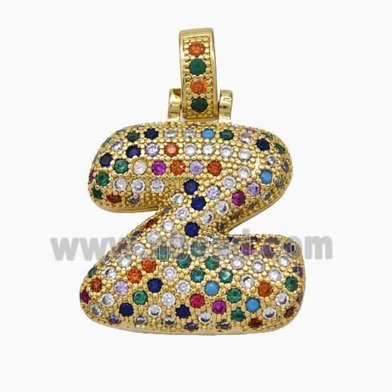 Copper Letter-Z Pendant Micropave Zirconia Gold Plated