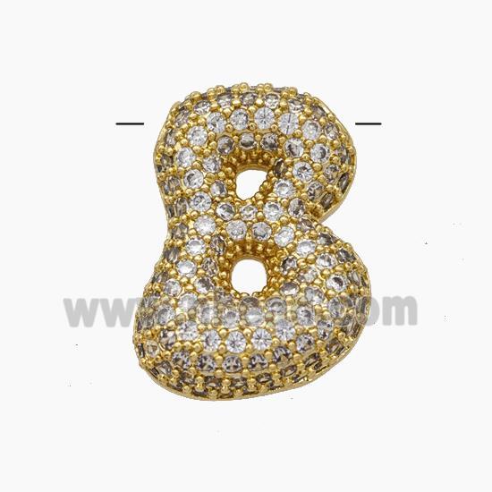 Copper Letter-B Pendant Pave Zirconia Gold Plated