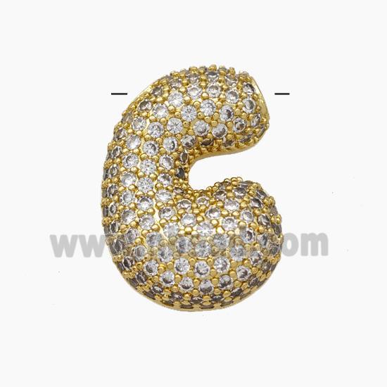 Copper Letter-C Pendant Pave Zirconia Gold Plated