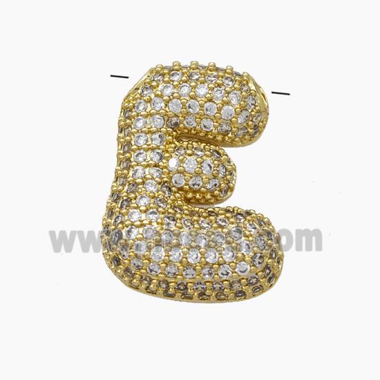 Copper Letter-E Pendant Pave Zirconia Gold Plated