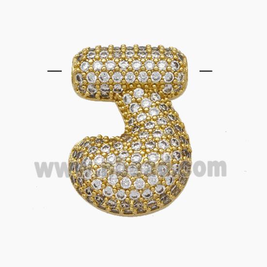 Copper Letter-J Pendant Pave Zirconia Gold Plated