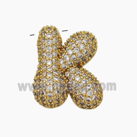 Copper Letter-K Pendant Pave Zirconia Gold Plated