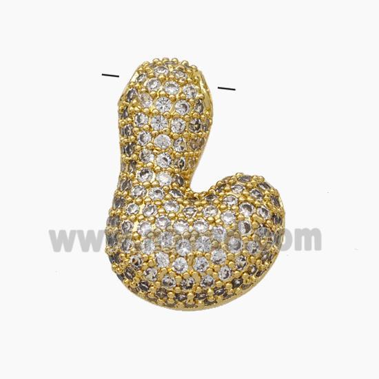 Copper Letter-L Pendant Pave Zirconia Gold Plated