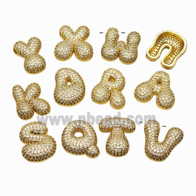 Copper Alphabet Pendant Pave Zirconia Mixed Letters Gold Plated