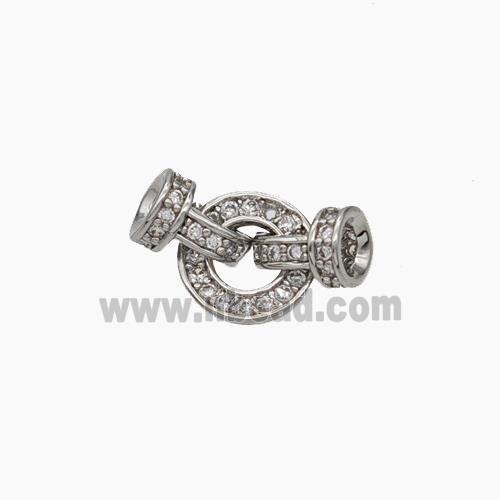 Copper Clasp Pave Zirconia Cord End Platinum Plated