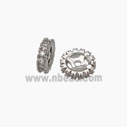 Copper Heishi Spacer Beads Pave Zirconia Platinum Plated