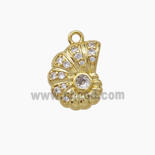 Spiral Shell Charms Copper Pendant Pave Zirconia Gold Plated