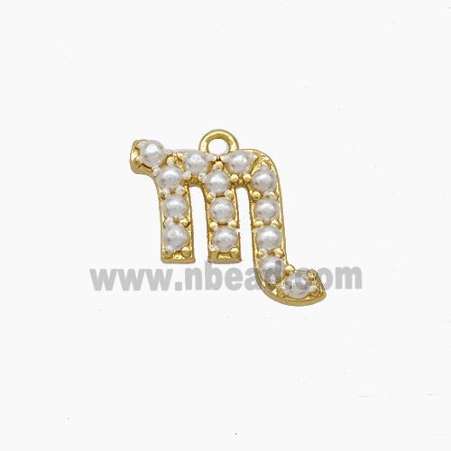 Copper Pendant Pave Pearlized Resin Zodiac Scorpio Gold Plated