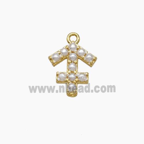 Copper Pendant Pave Pearlized Resin Zodiac Sagittarius Gold Plated