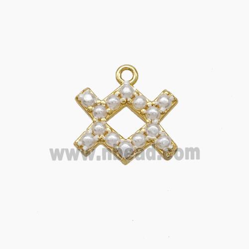 Copper Pendant Pave Pearlized Resin Zodiac Aquarius Gold Plated