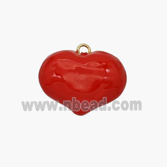 Copper Heart Pendant Red Enamel Gold Plated