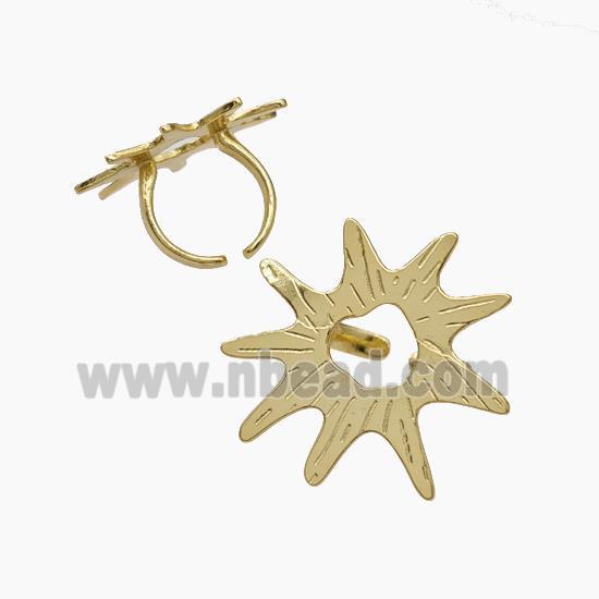 Copper Flower Rings Gold Plated