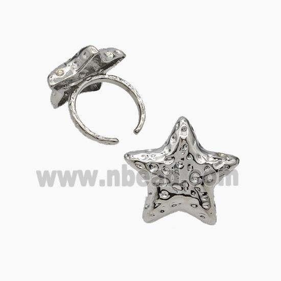 Copper Star Rings Hammered Platinum Plated