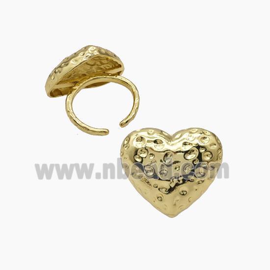 Copper Heart Rings Hammered Gold Plated