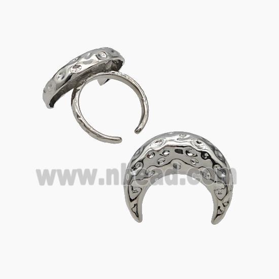 Copper Moon Rings Hammered Platinum Plated