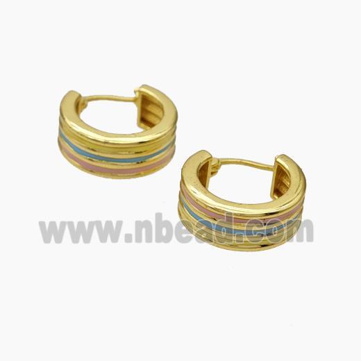 Copper Latchback Earrings Multicolor Enamel Gold Plated