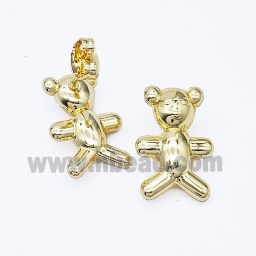 Copper Bear Stud Earrings Gold Plated