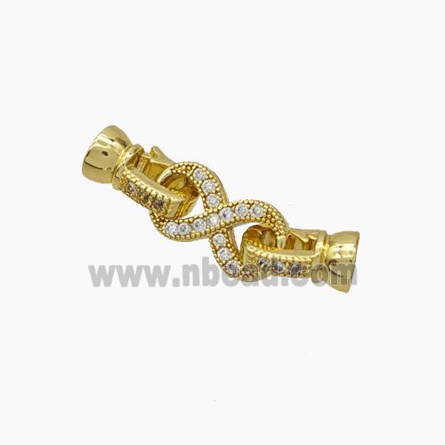 Copper Clasp Pave Zirconia Cord-End Infinity Gold Plated