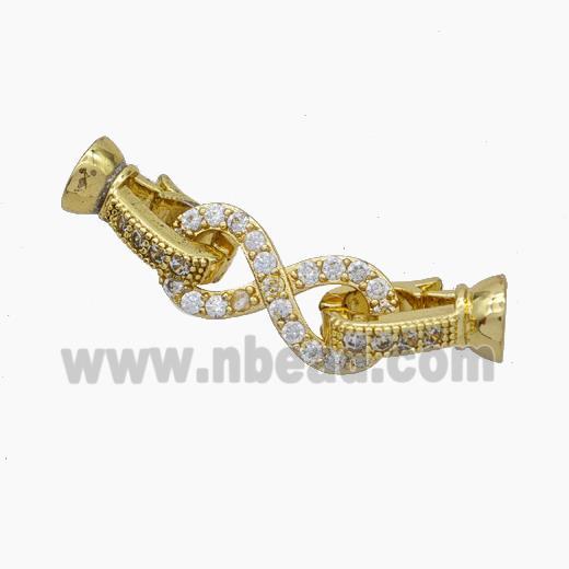 Copper Clasp Pave Zirconia Cord-End Infinity Gold Plated