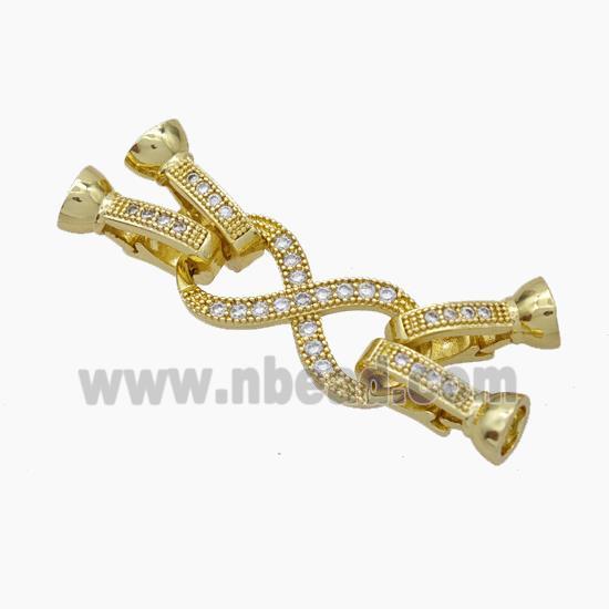 Copper Clasp Pave Zirconia Cord-End Infinity Gold Plated