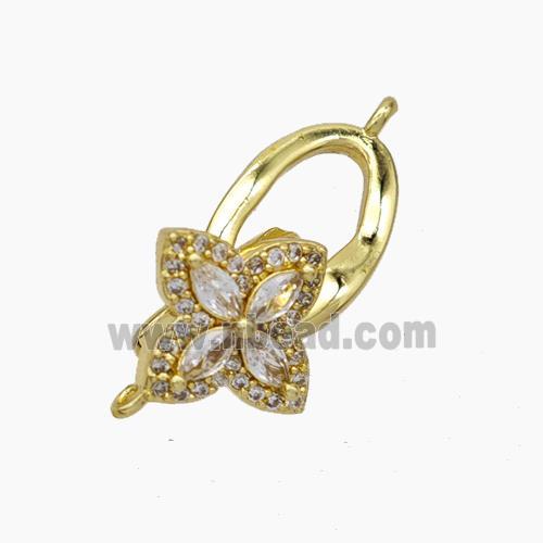 Copper Clasp Pave Zirconia Clover Gold Plated