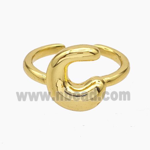 Copper Letter-C Rings Gold Plated