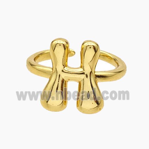 Copper Letter-H Rings Gold Plated