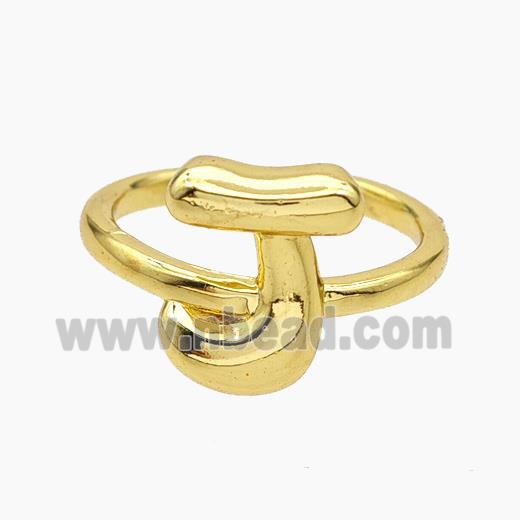 Copper Letter-J Rings Gold Plated