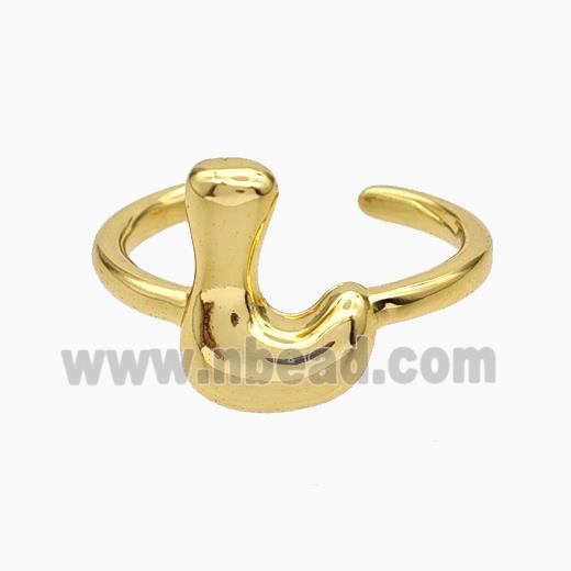 Copper Letter-L Rings Gold Plated