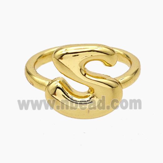 Copper Letter-S Rings Gold Plated