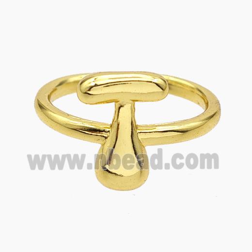 Copper Letter-T Rings Gold Plated