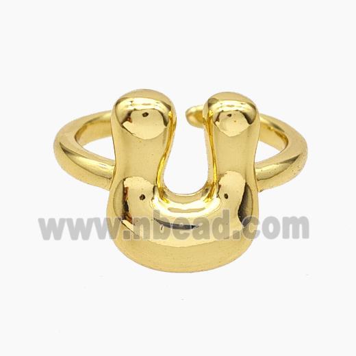 Copper Letter-U Rings Gold Plated