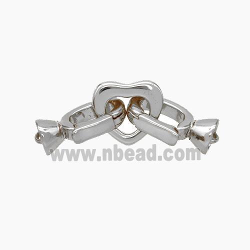 Copper Clasp Cord-End Heart Platinum Plated