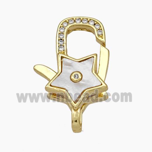 Copper Lobster Clasp Pave Shell Zirconia Star 18K Gold Plated