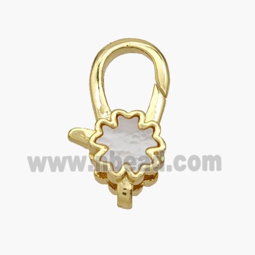 Copper Lobster Clasp Pave Shell 18K Gold Plated