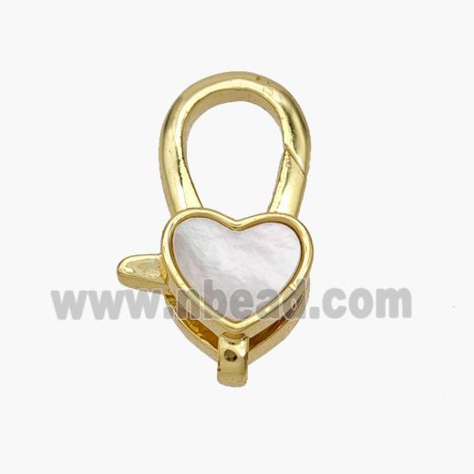 Copper Lobster Clasp Pave Shell Heart 18K Gold Plated