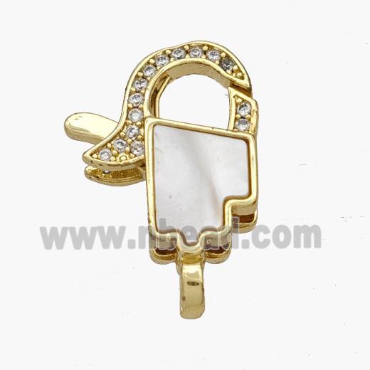 Copper Lobster Clasp Pave Shell 18K Gold Plated