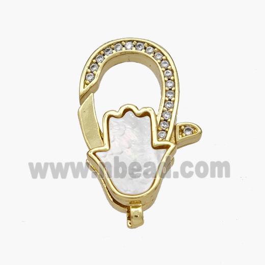 Copper Lobster Clasp Pave Shell Hamsahand 18K Gold Plated