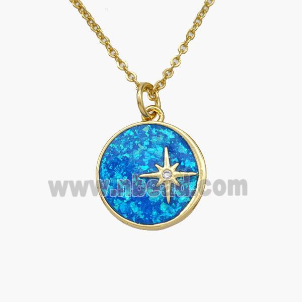 Copper Northstar Necklace Pave Fire Opal Gold Plated