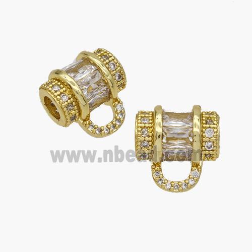 Copper Tube Bail Pave Zirconia Large Hole Gold Plated