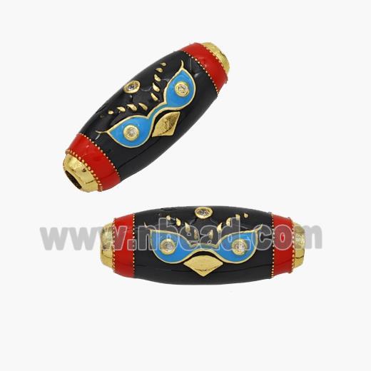 Copper Rice Beads Enamel Bird Gold Plated