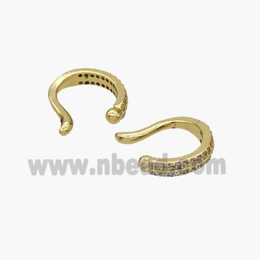 Copper Hook Earrings Pave Zirconia Gold Plated