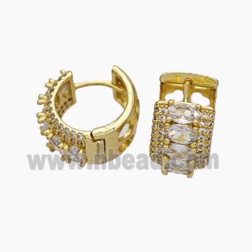 Copper Hoop Earring Pave Zirconia Gold Plated